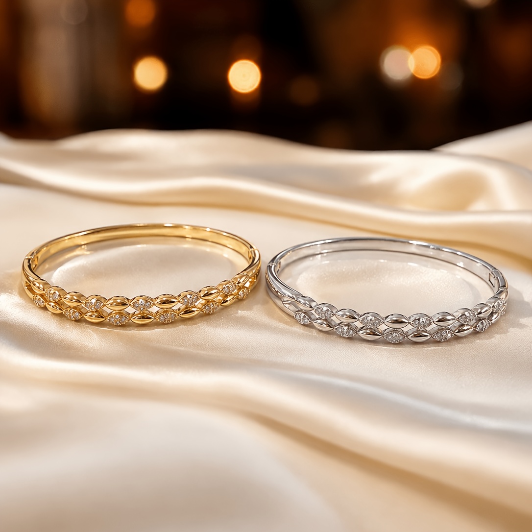 Golden & Silvery Two-tone Wheat Ear Link Bracelet